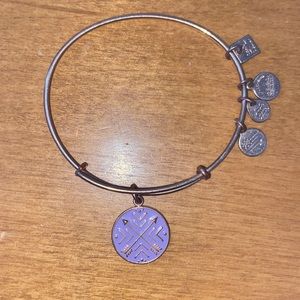 Alex and Ani Gold Bracelet with Purple Charm